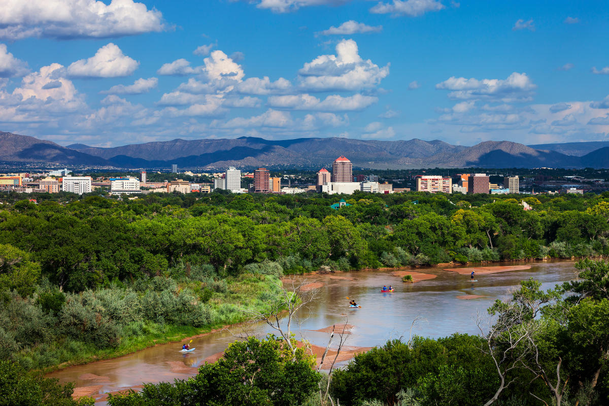 Albuquerque skyline and Rio Grande
